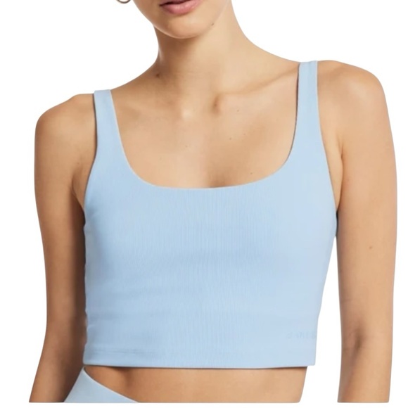 Bandier Rib Tempo Crop Bra - Chambray Blue Size Medium - Picture 1 of 7